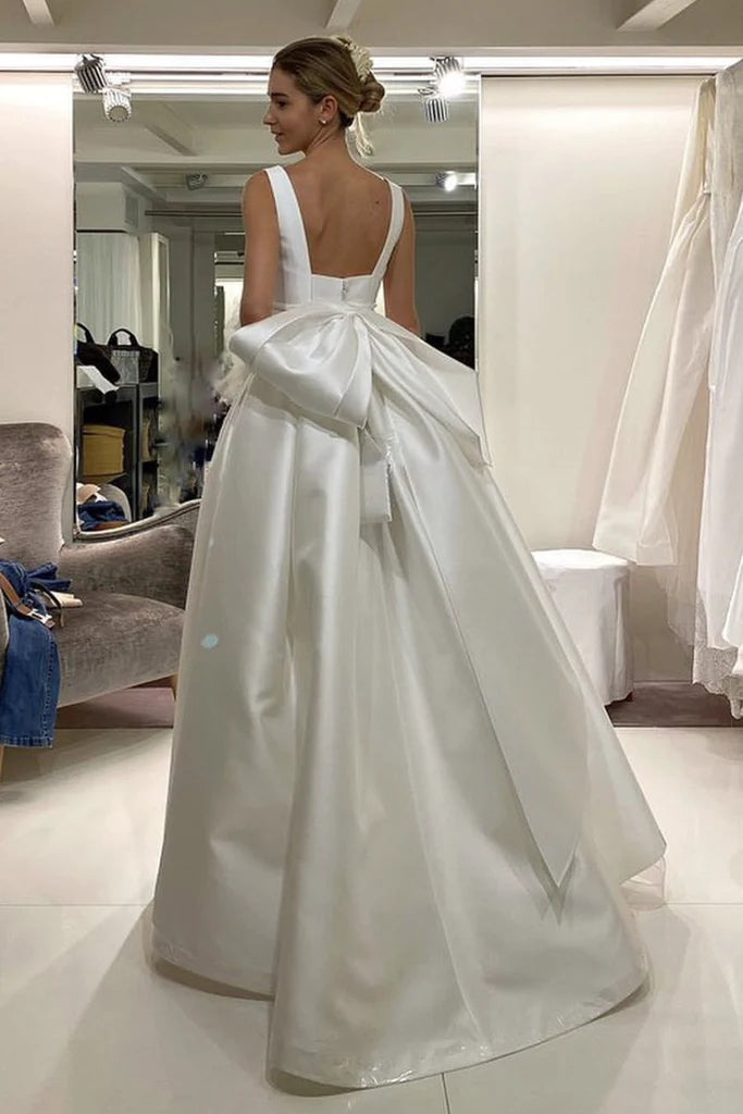 Long Satin Wedding Dress Backless 2024 TANYA BRIDAL Long Satin Wedding Dress Backless 2024 TANYA BRIDAL