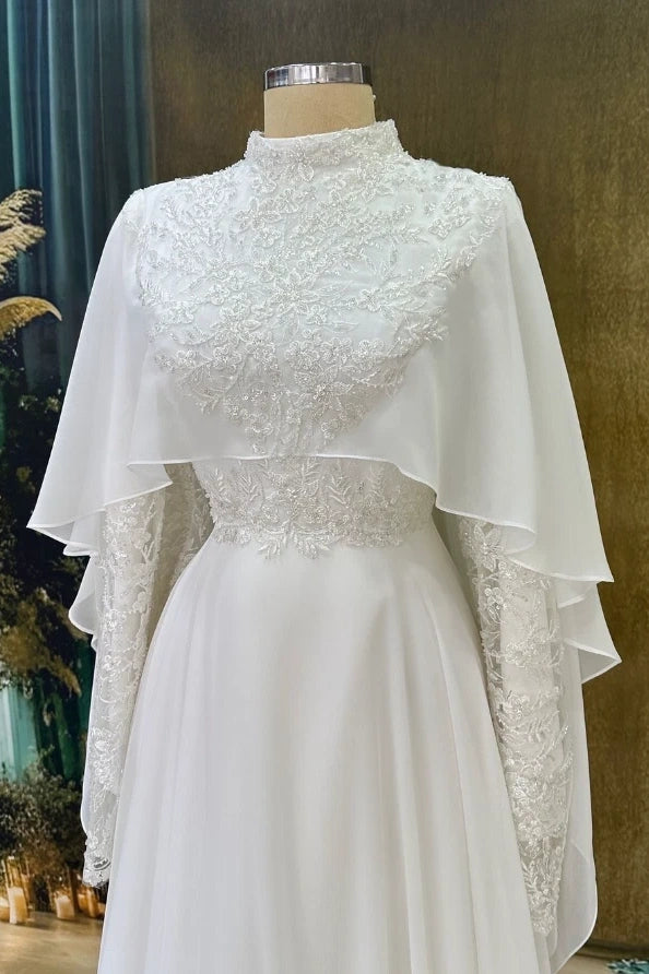Romantic Lace Chiffon Long Muslim Wedding Dress Full Sleeves TANYA BRIDAL Romantic Lace Chiffon Long Muslim Wedding Dress Full Sleeves TANYA BRIDAL