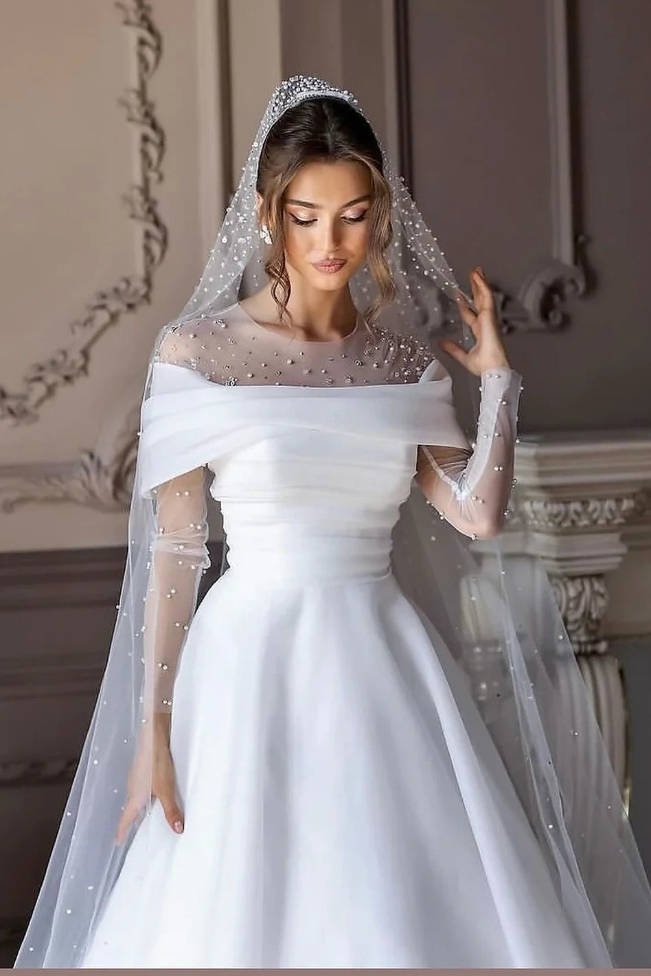 Wedding Dresses A-Line Illusion Neck Long Sleeve TANYA BRIDAL Wedding Dresses A-Line Illusion Neck Long Sleeve TANYA BRIDAL
