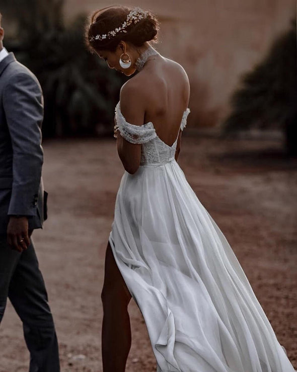 Bohemian Wedding Dresses Chiffon Long Beach Gown