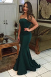 Dark Green Elastic Satin Mermaid Strapless Prom Evening Dress TB1349