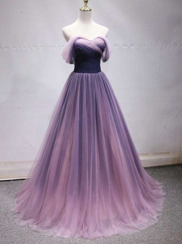 Off Shoulder Tulle Long Ombre Prom Dresses TB1347