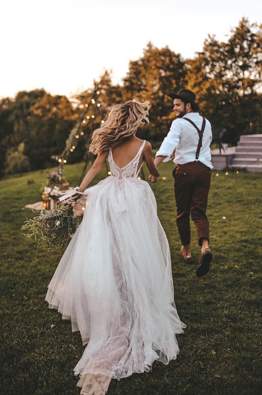 bohemian v neck wedding dress Bohemian V Neck Illusion A Line Wedding Dresses 06021642 TANYA BRIDAL