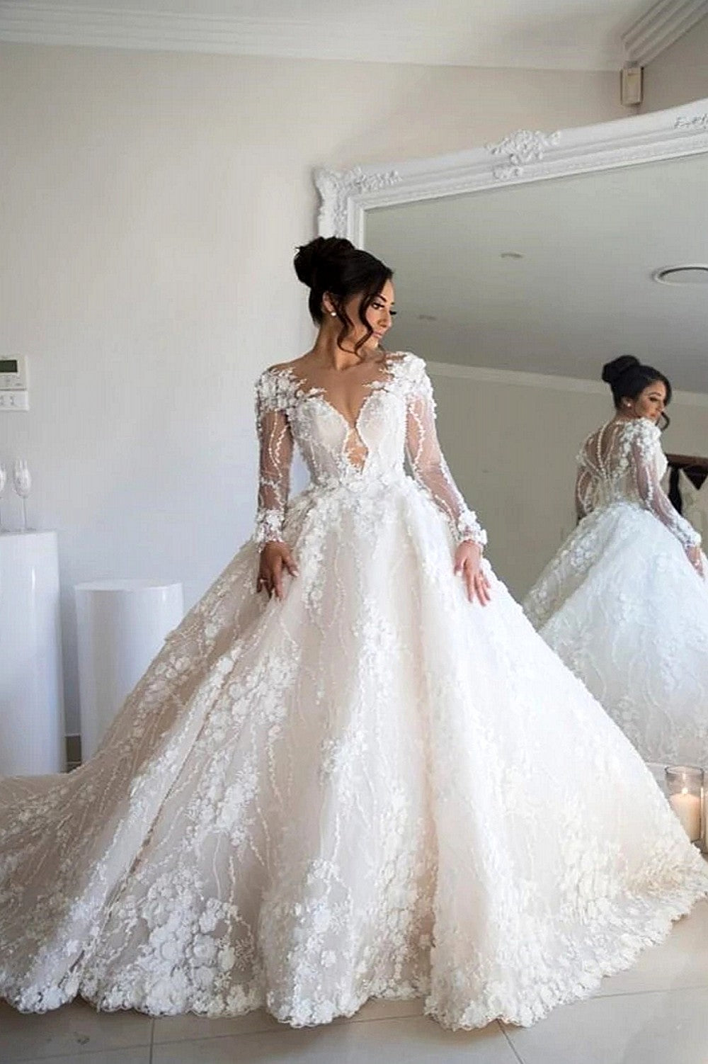 Luxury Lace Wedding Dress With 3D Flower TANYA BRIDAL Luxury Lace Wedding Dress With 3D Flower TANYA BRIDAL