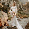 Long Sleeve Silk Satin Wedding Dresses Mermaid Engagement Dress ZW412