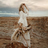 Bohemian Boho Wedding Dresses V-Neck Lantern Sleeve Noivas ZW413