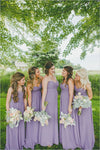 Lavender Sweetheart Long A Line Chiffon Bridesmaid Dresses