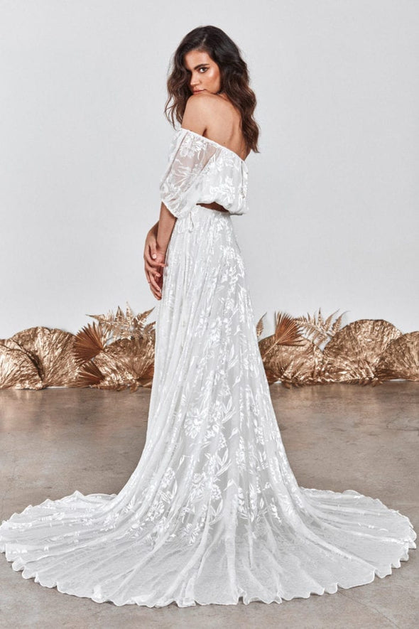 Lace Wedding Dress Boho Dreamy Two Pieces A Line Bridal Dress LTDZ290