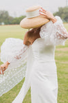 Big Polka Dot Flocked Tulle Wedding Detachable Sleeve DG195