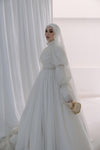 Muslim Wedding Dress High Neck Puffy Long Sleeves