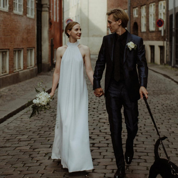 A Line Two Pieces Chiffon Boho Wedding Dress  ZW281