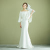 Flare Sleeves Mermaid Long Wedding Dresses Simple Off Shoulder Bride Dress