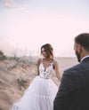 A Line Bohemian Tulle Wedding Dresses With Lace Appliques