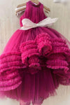 Short Front Long Back Fuchsia Flower Girl Dresses