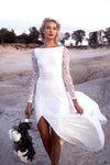Backless Lace Bohemian Long Sleeves Split Wedding Dresses