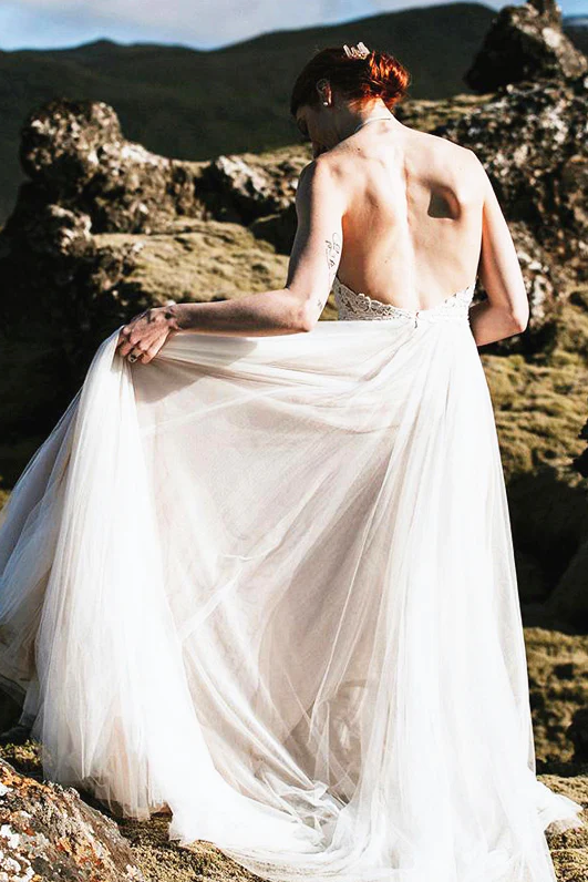 A Line Boho Backless Lace Summer Wedding Dresses – TANYA BRIDAL A Line Boho Backless Lace Summer Wedding Dresses – TANYA BRIDAL