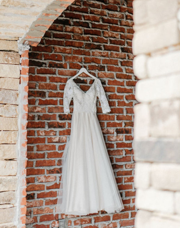 V Neck Lace Wedding Dresses Bohemian Bridal Gown TBW04