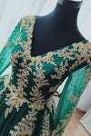 Green Muslim Wedding Dress With Gold Lace Applique Arabic Gown DQG038