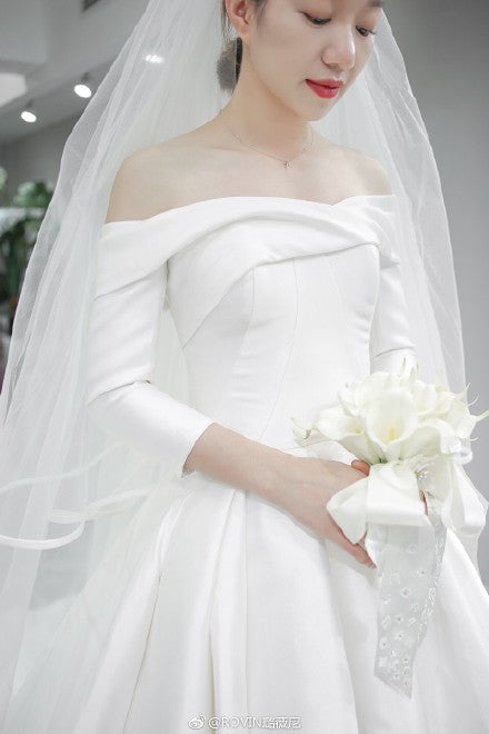 Ivory Satin Wedding Dresses Vintage Matte vestido de novia Real PIC ZW107