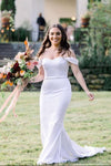 Off The Shoulder Satin Mermaid Long Wedding Dress MBP37