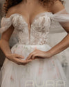 Bohemian A Line Floral Lace Off The Shooulder Wedding Dresses