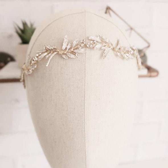 Bride Handmade Elegant Gold Headband SPF022