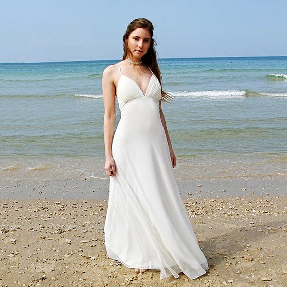 Summer Beach Chiffon A Line Simple Wedding Dresses