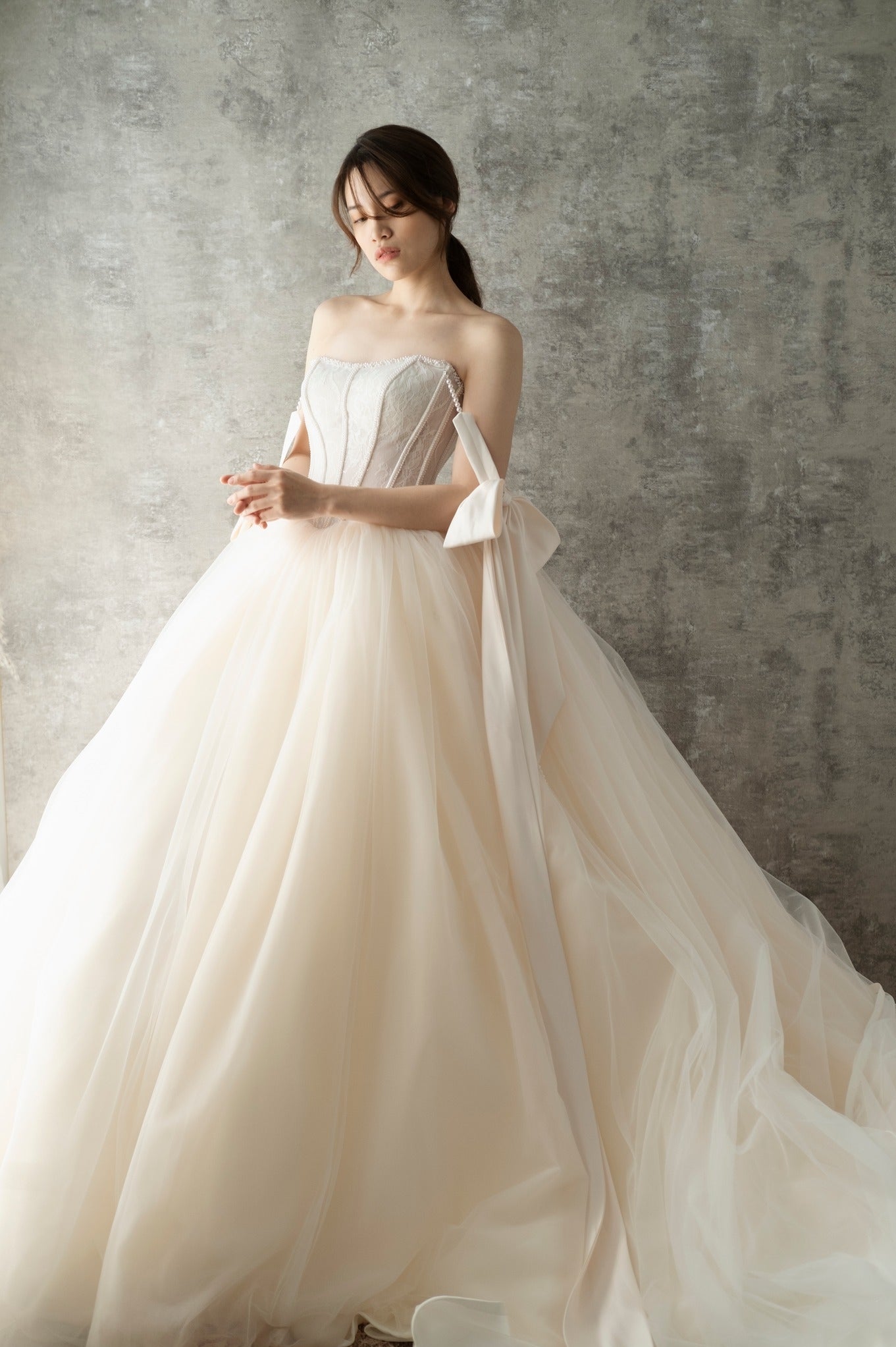 lace bow wedding dress Lace V-Neck Wedding Dress