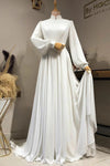 Stand Neck A Line Arabic Modest Muslim Wedding Dress 22415953