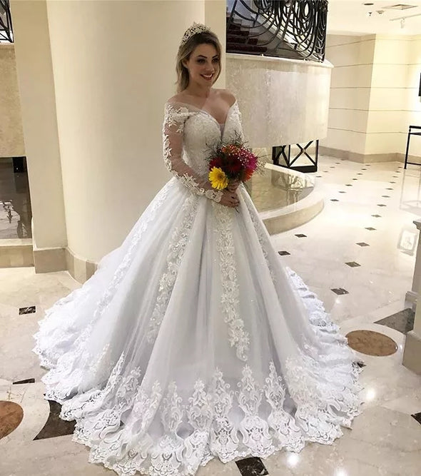 Vestido De Novia Sexy Lace Off Shoulder Wedding Gowns