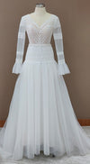 A Line Romantic Tulle Lace Bohemian Wedding Dress SPF075