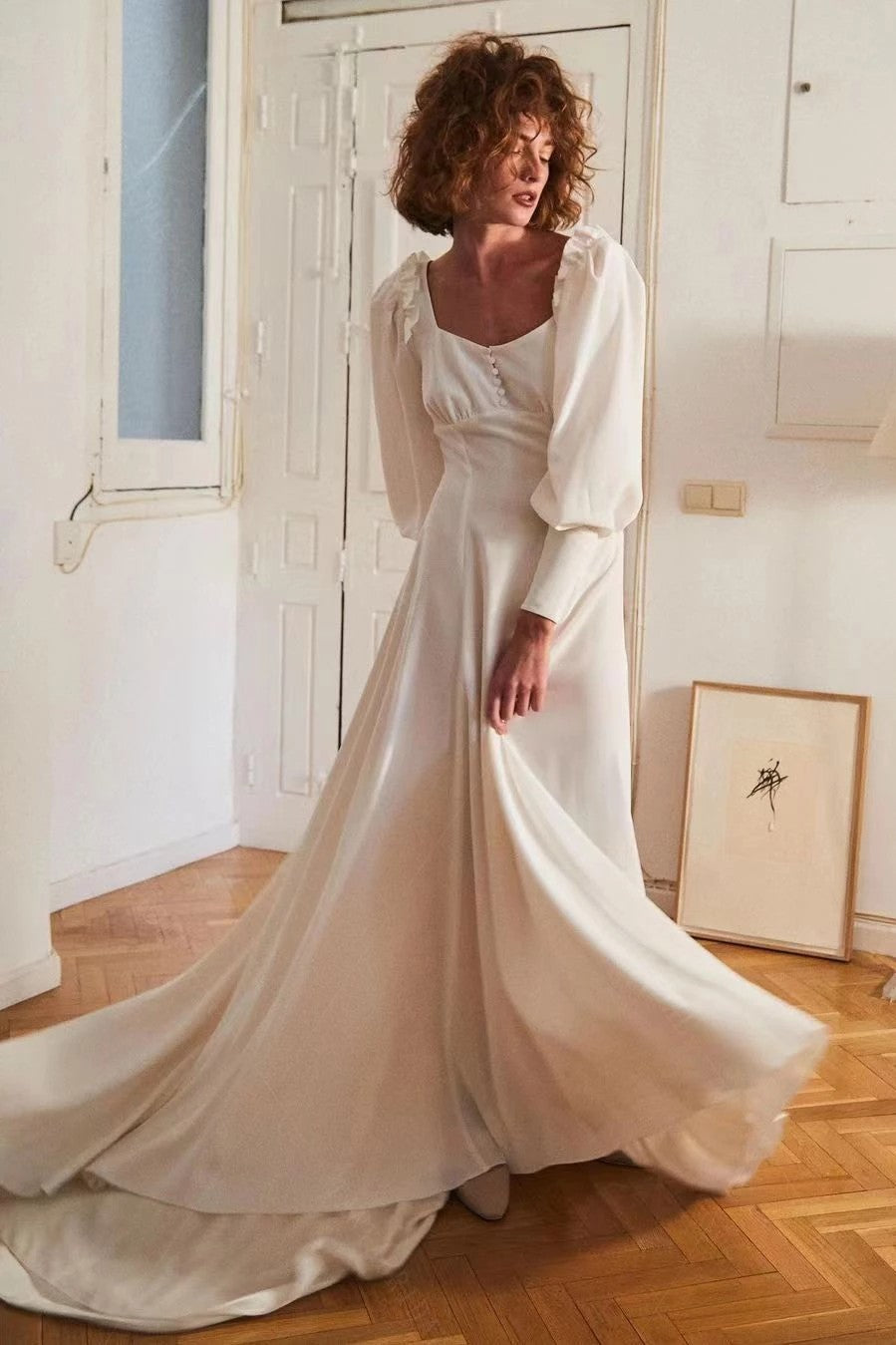 Boho Wedding Dresses Long Sleeve Backless With Black Ribbon Chic DW663 TANYA BRIDAL Boho Wedding Dresses Long Sleeve Backless With Black Ribbon Chic DW663 TANYA BRIDAL