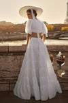 Simple Two Pieces A Line Wedding Dresses Short Puff Sleeve ZW765