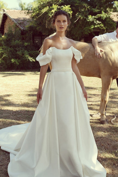 Off The Shoulder Satin Wedding Dresses Vestido De Noivas