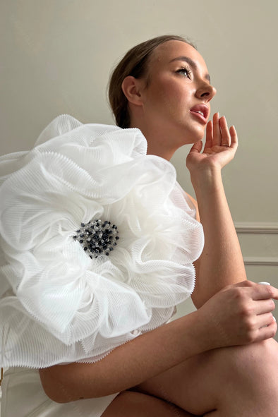Puffy Plisse Tulle Big Fashion Flowers Romantic Detachable Wedding Corsage