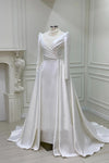 Satin Beaded Long Sleeve Muslim Wedding Dresses