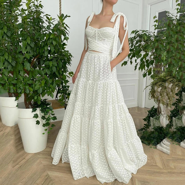 Sexy Two-Piece A-line Lace Prom Dress With Pocket – TANYA BRIDAL