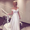Elegant Wedding Dress Off the shoulder White /Ivory Satin A-line Wedding Gown