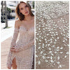 Leaf Embroidery Beadings Lace Material Dress Luxury Fabic SPF042