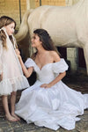 Off The Shoulder Taffeta Wedding Dresse Country Boho Bridal Gowns ZW706
