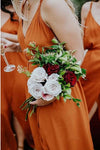 A-Line V-Neck Orange Chiffon Bridesmaid Dress with Split
