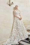 Romantic 3D Flower Lace Wedding Dresses With Detachable Tulle Bolero ZW954