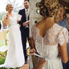 Sheer Lace V-Neck Beach Wedding Dress