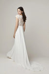 Cap Sleeve V-Neck A Line Wedding Dresses Lace Top  ZW788