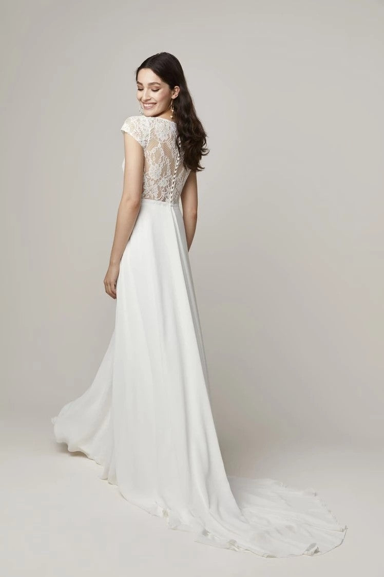 Cap Sleeve V-Neck A Line Wedding Dresses Lace Top ZW788 TANYA BRIDAL Cap Sleeve V-Neck A Line Wedding Dresses Lace Top ZW788 TANYA BRIDAL