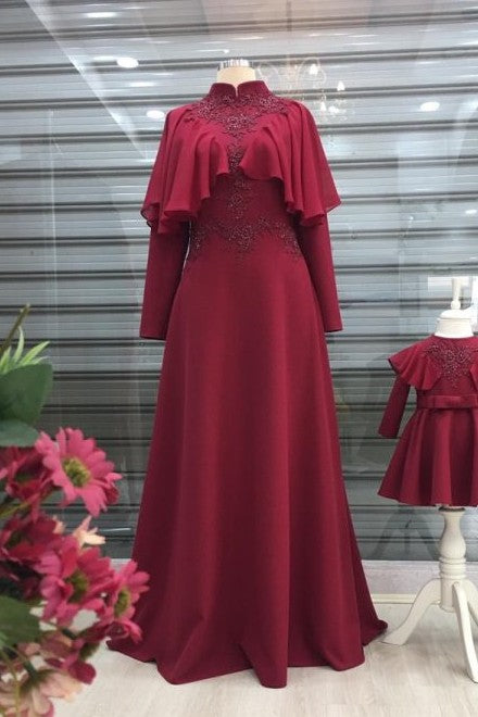 Muslim Evening Dresses Lace Appliques Elegant Formal Lady Evening Prom Gown