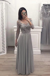 Long Sleeves Chiffon Long Prom Gown Appliques Bridesmaid Dresses
