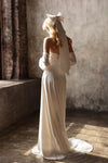 Soft Satin A Line Wedding Dresses With Detachable Sleeves DW672
