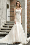 Mermaid Floral Rose Lace Champagne Lining Wedding Bridal Dress