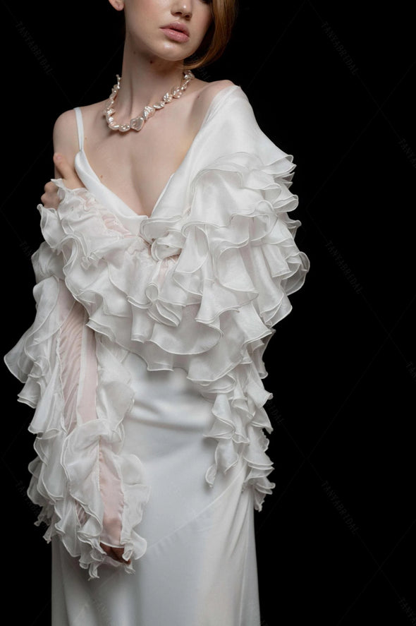 Romantic Stunning Silk Chiffon Weddig Cape Bridal Accessories Boho Chic DJ147